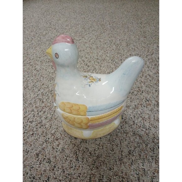 Vintage Hen On A Best Cookie Jar Large Portugal DD-40 - Picture 4 of 11